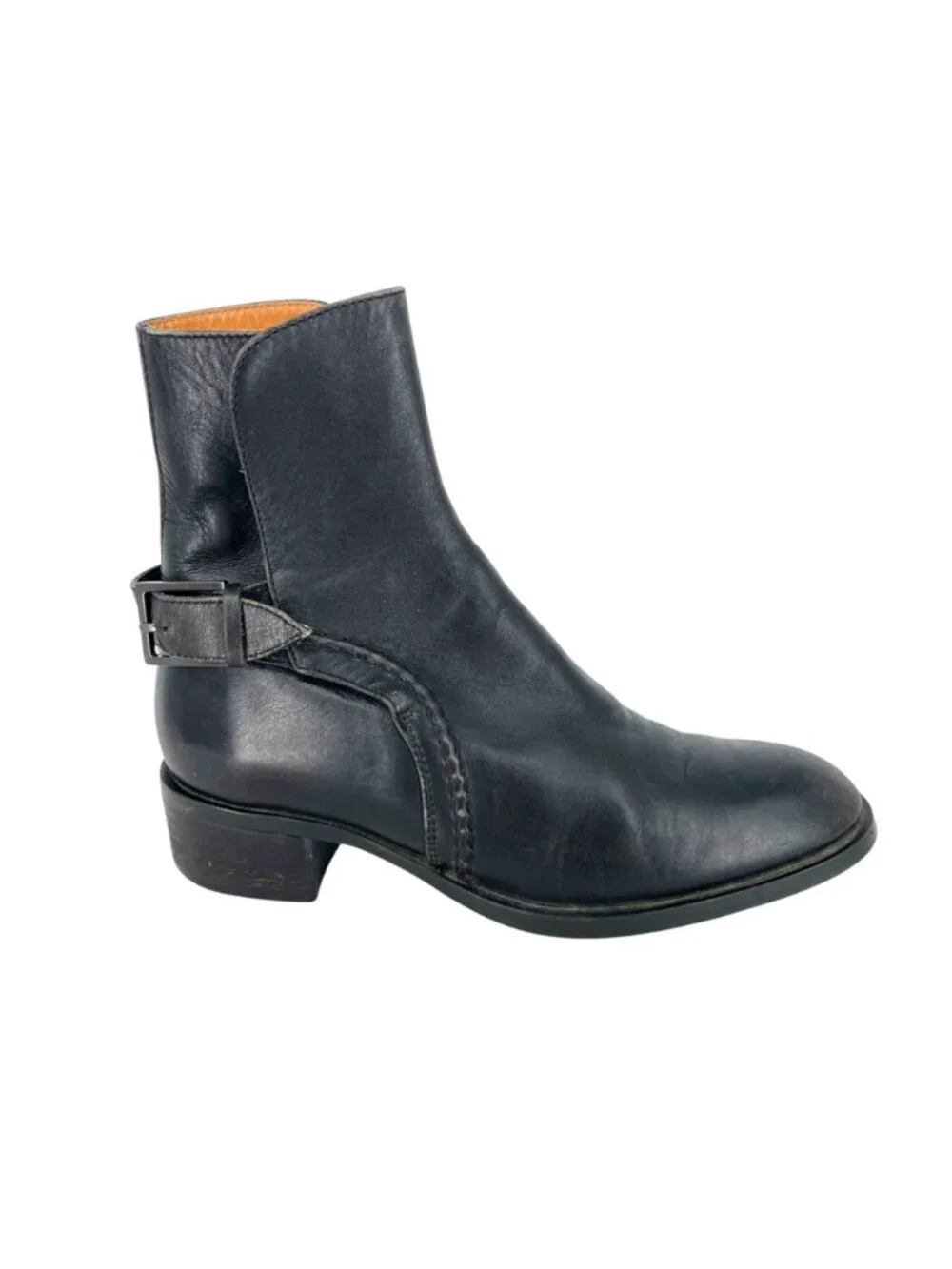 Tods Black Leather Chelsea Ankle Boots With Buckle Detail Size 34 EU Size 4 US